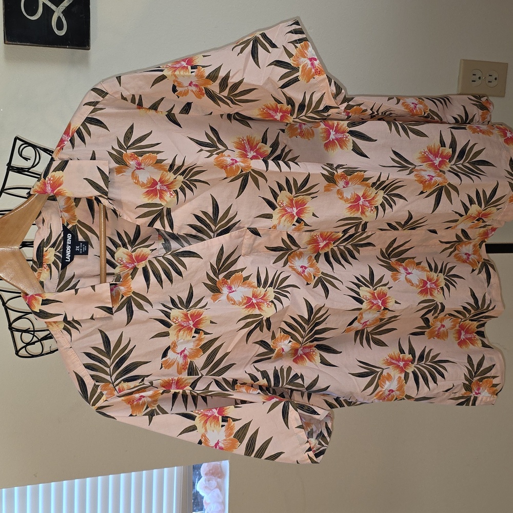 Lands' End Tropical Floral Blouse - Pink, Orange and Green (Christine #4)